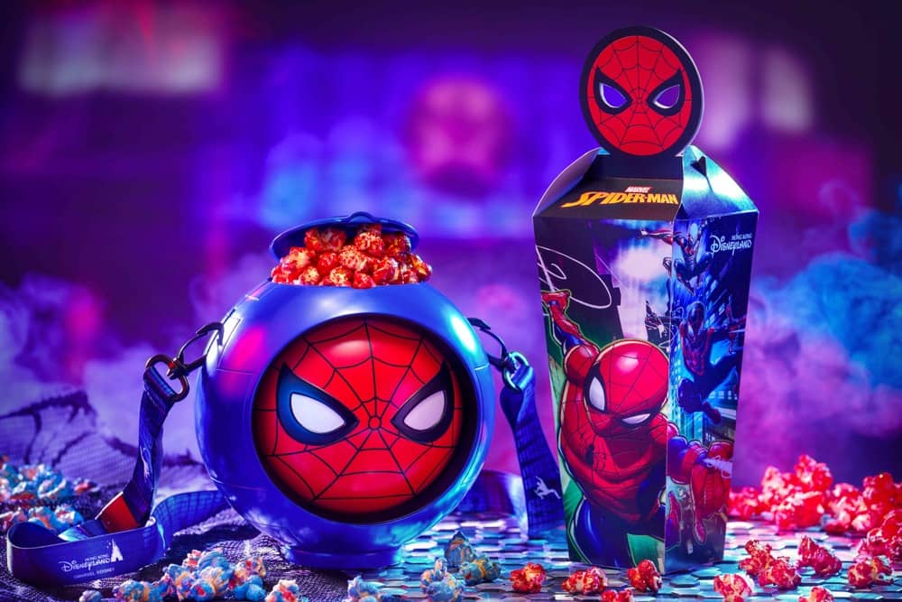 Hong Kong Disneyland Resort Marvel Season of Super Heroes F&B Spiderman Popcorn Bucket + Stawberry & Blueberry Flavored Popcorn with box