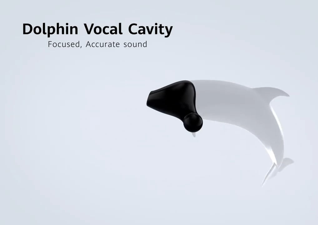 Dolphin Bionic design of the new Huawei Freebuds 3 open-fit earbuds.